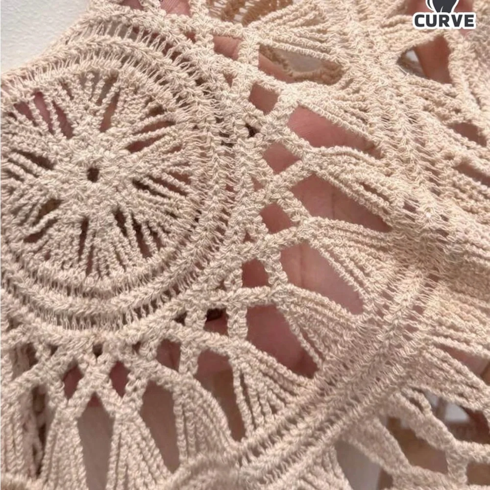 SHEIN Beige Maxi Dress with Crochet Back - Picture 3 of 4